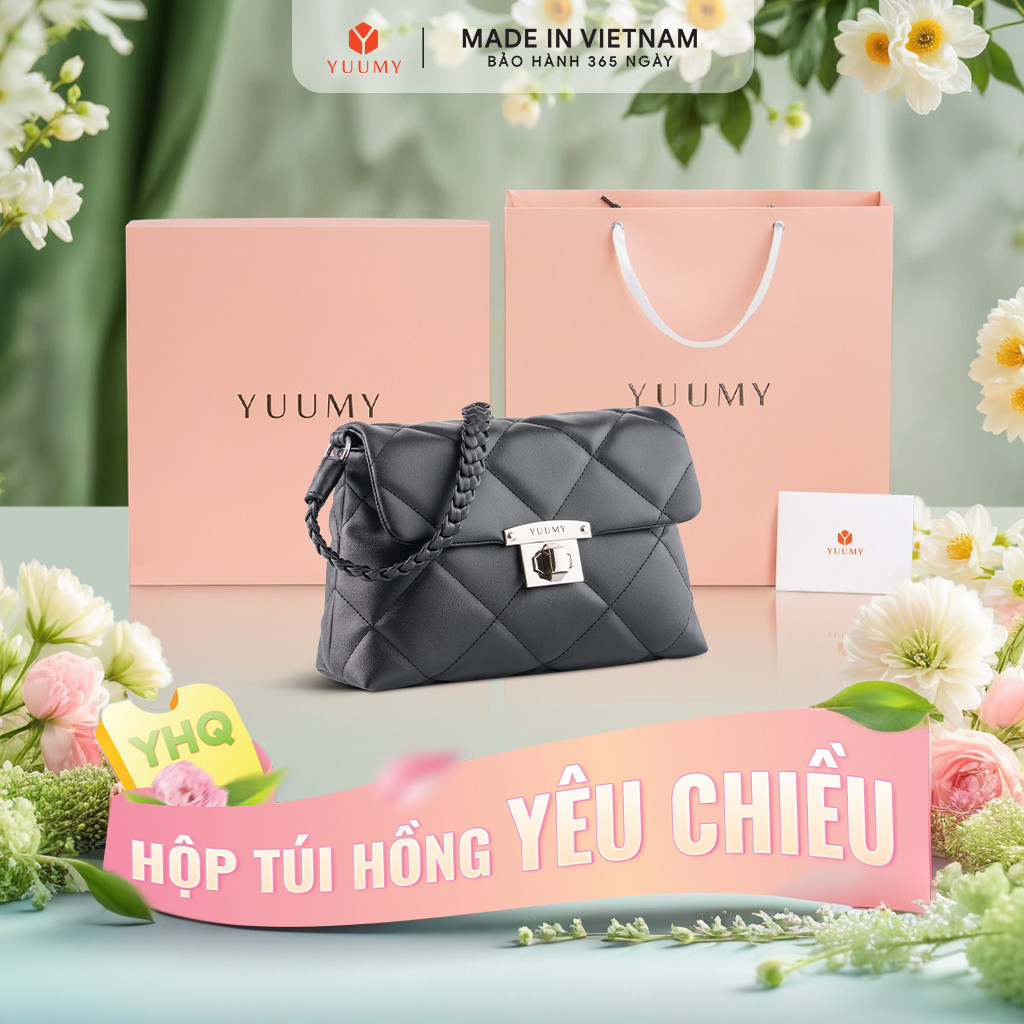 Bộ hộp quà YUUMY (Túi đeo vai nữ YUUMY YN255 + Hộp quà YHQ2 + Túi giấy YTG2 + Túi rút BVR3838 + Thiệ