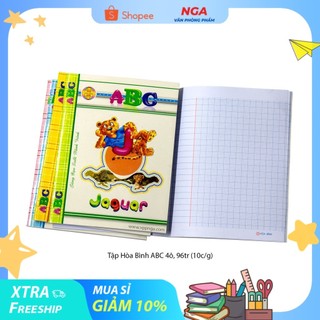 Tập vở học sinh, 4 ô ly 96 trang, hòa bình abc
