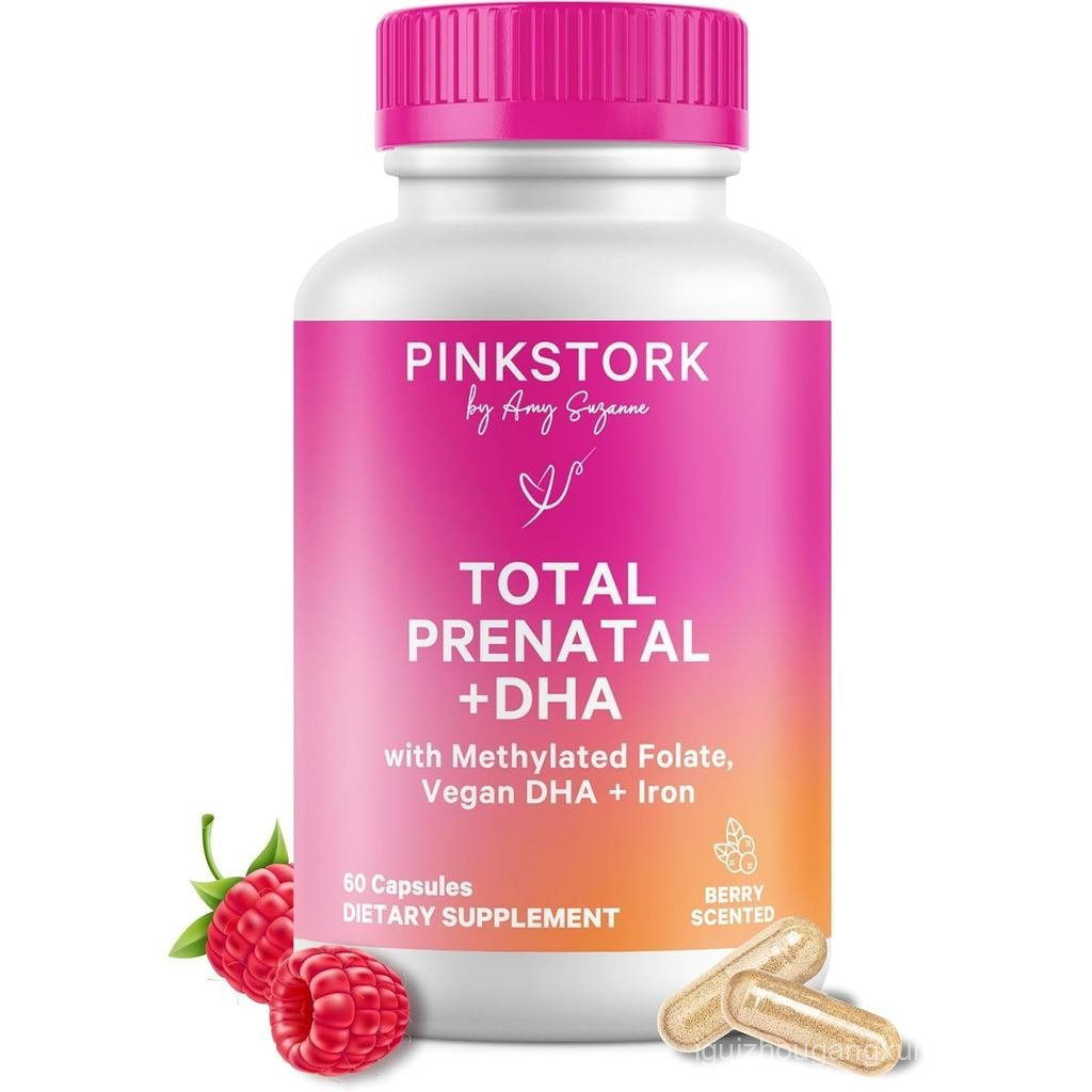 Pink Stork Total Prenatal Vitamin chứa DHA, Folate, Sắt, Choline và Vitamin B12 - Prenatal dành cho 
