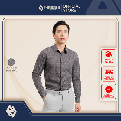 Áo sơ mi họa tiết nam Phan Nguyễn, chất liệu bamboo cao cấp, mềm mát, co giãn form slim fit SMD.1450