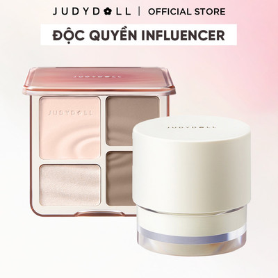 [CB INFLUENCER] Bảng Phấn Bắt Sáng Tạo Khối & Kem Lót JUDYDOLL Mịn Da Bền Màu Dưỡng Ẩm Tiện Dụng