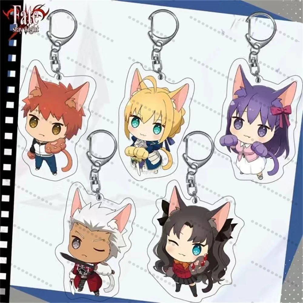 Móc khóa Anime Fate/stay night Fate Grand Order FGO Mica Acrylic Chibi Saber Rin Sakura Archer Phụ K