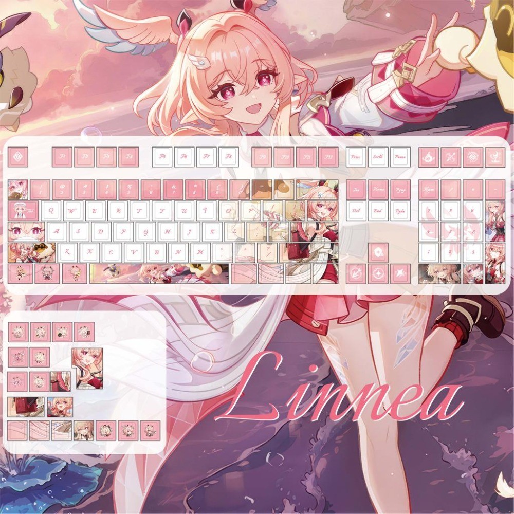 Lining‌ Keycaps 120 Phím Cherry Profile PBT Wooting Aula F75 Nhuộm Thăng Hoa Cơ Hồng Keycap Genshin 