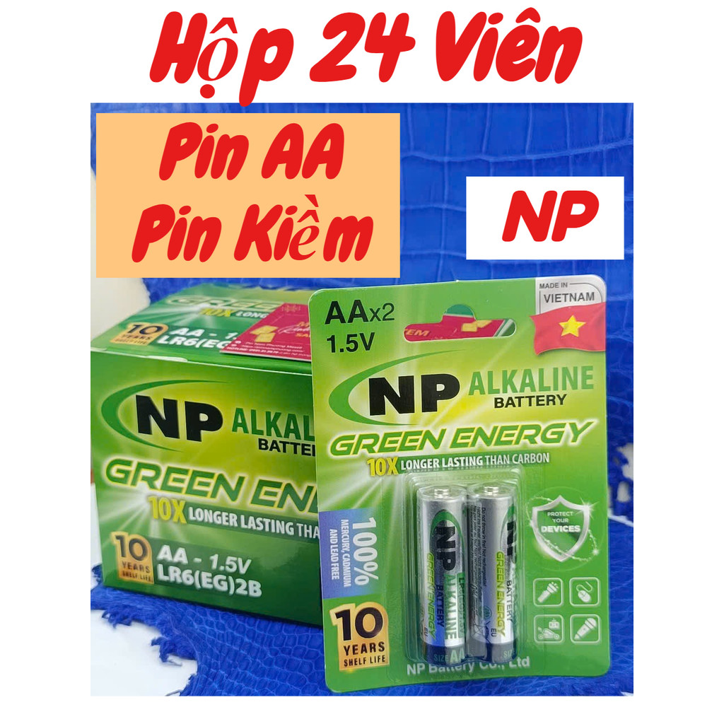Pin AA Hộp 12 Cặp ( 24 Viên ) Pin NP Battery Alkaline 1,5V cực bền - hàng chính hãng