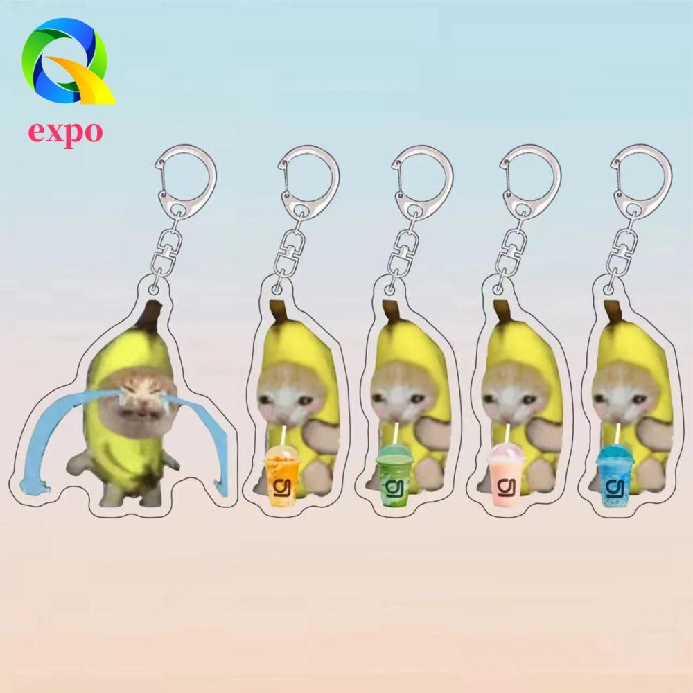 expo limit EXPO LIMIT Happy Banana Cat Móc khóa, Móc khóa Mặt dây chuyền Banana Cat Dây chuyền điện 