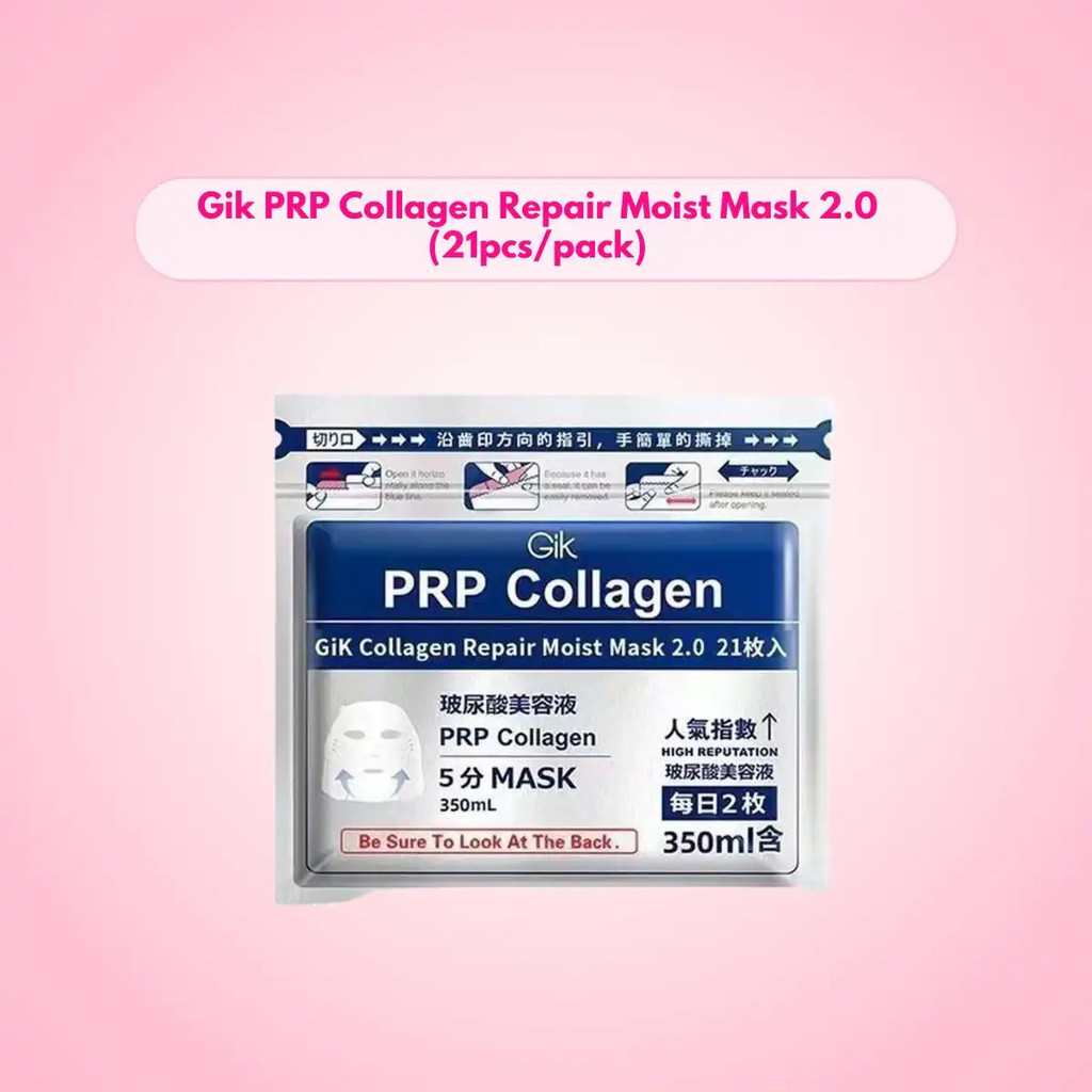 Mặt Nạ Dưỡng Ẩm Phục Hồi Da Gik PRP Collagen Repair Moist Mask 2.0 21 Miếng/Gói, Cấp Ẩm, Làm Mềm Mịn