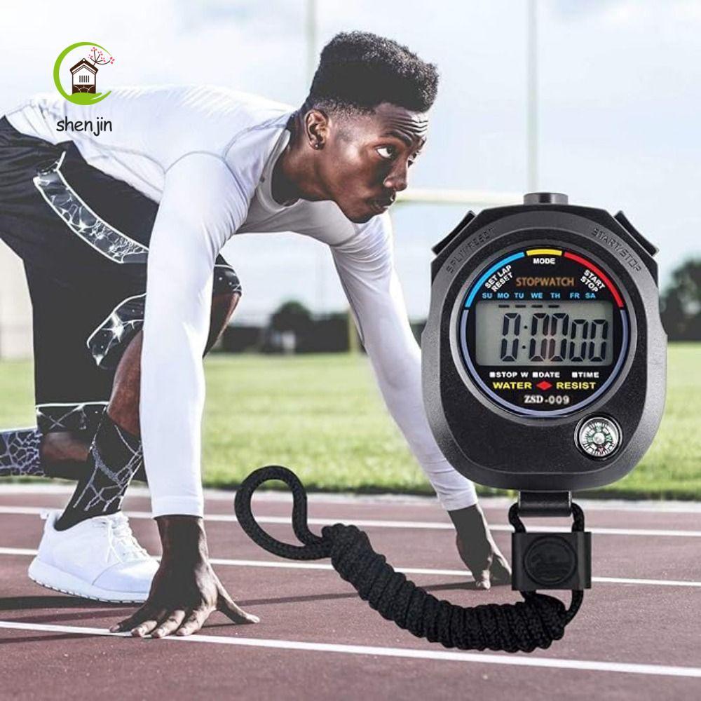 Đồng hồ bấm giờ thể thao SHENJIN, Đồng hồ bấm giờ kỹ thuật số điện tử LCD chống nước, Dễ sử dụng Thi