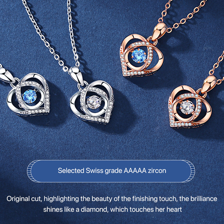 [Perfect For Her] Dancing Heart Necklace For Women Valentine Gift/925 Sterling Silver Heart Pendant 
