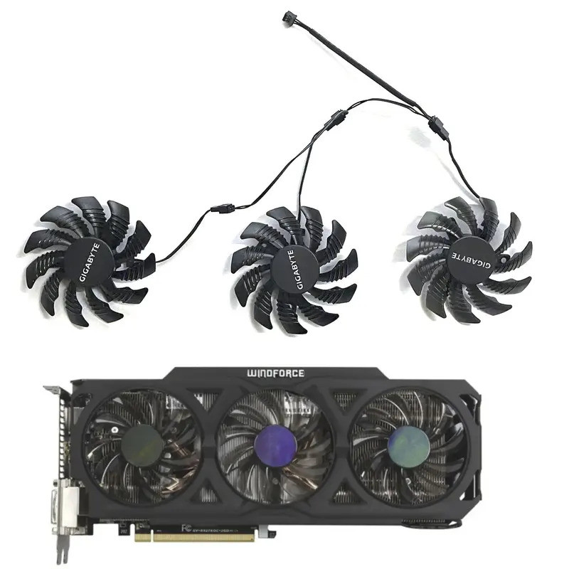 Hoàn toàn mới 3 QUẠT 75MM 3PIN PLD08010S12H thích hợp cho quạt card đồ họa Gigabyte AMD Radeon R9 27