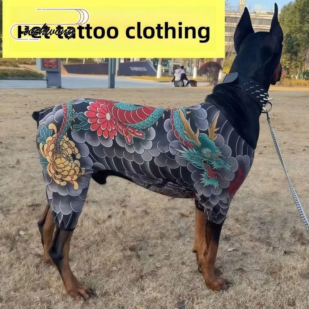 TECHWONG Dog Cat Tattoo Jacket, Áo Vest hình xăm thú cưng bốn mùa vui nhộn, Sáng tạo giống như thật 
