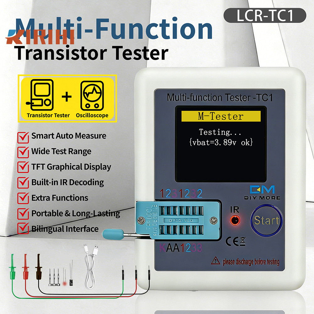 RIRIHI Máy kiểm tra điện trở đa chức năng LCR-TC1 1,8 Inch Máy kiểm tra thành phần điện tử Giao diện