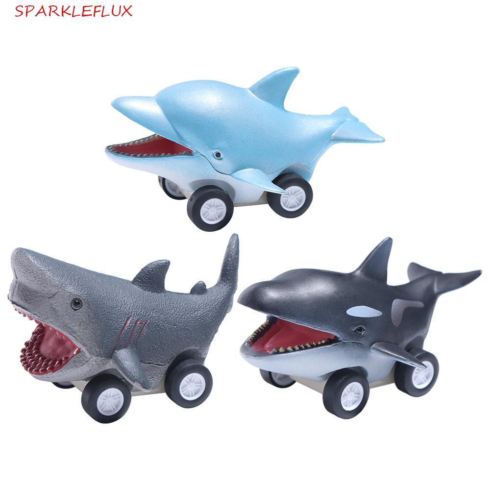 SPARKLEFLUX Press and Go Car Toy, Great White Shark Đồ chơi ô tô quán tính cá heo dễ thương, sáng tạ