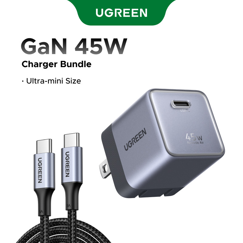 Bộ sạc nhanh UGREEN 45W Ultra-Mini Nexode Air GaN Bộ sạc tường USB-C, màu xám nhẹ gọn với cổng USB-C Tương thích cho iPhone 17 16 Pro Max Samsung S26 S25 S24 S23 Ultra | BigBuy360 - bigbuy360.vn