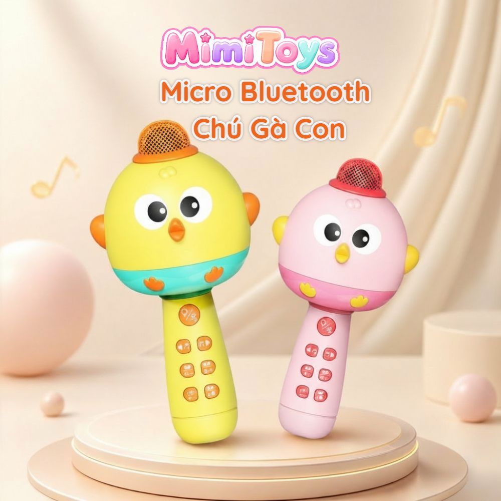 Micro Karaoke Hình Gà Con MimiToys - Loa Bluetooth Tiếng Việt Có Sạc Cho Bé Vui Hát