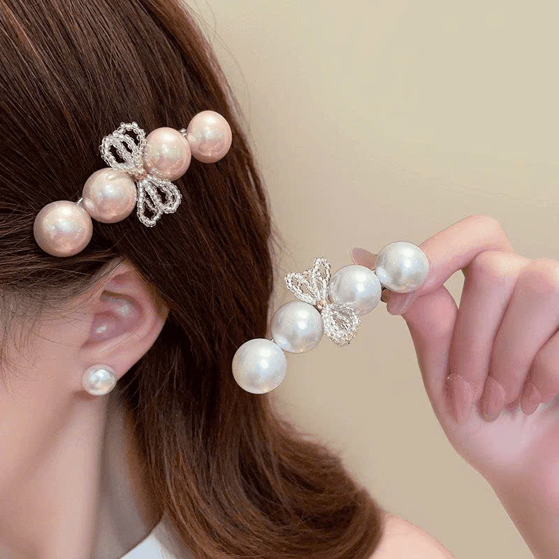 Kẹp tóc nữ kẹp mái tóc nữ kẹp tóc nơ tiểu thư ngọc trai xinh xắn kẹp tóc nữ mái cute phong cách kẹp 