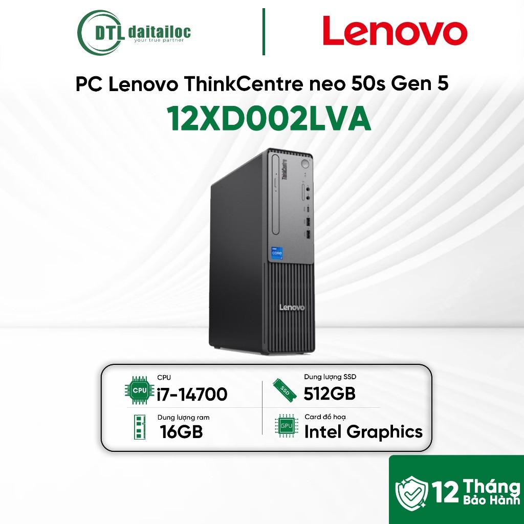 PC Lenovo ThinkCentre neo 50s Gen 5 i7-14700 16GB 512GB SSD No OS ĐEN 12XD002LVA | Chính hãng | Bảo 