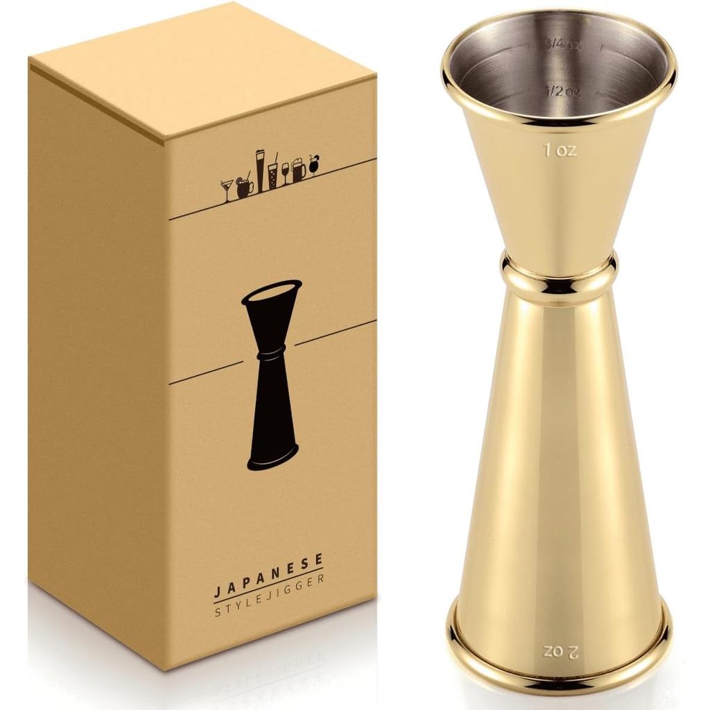 Jigger Nhật Bản - Kẹp đôi đo Cocktail để pha chế, Jigger bằng đồng có phép đo bên trong - Dụng cụ th