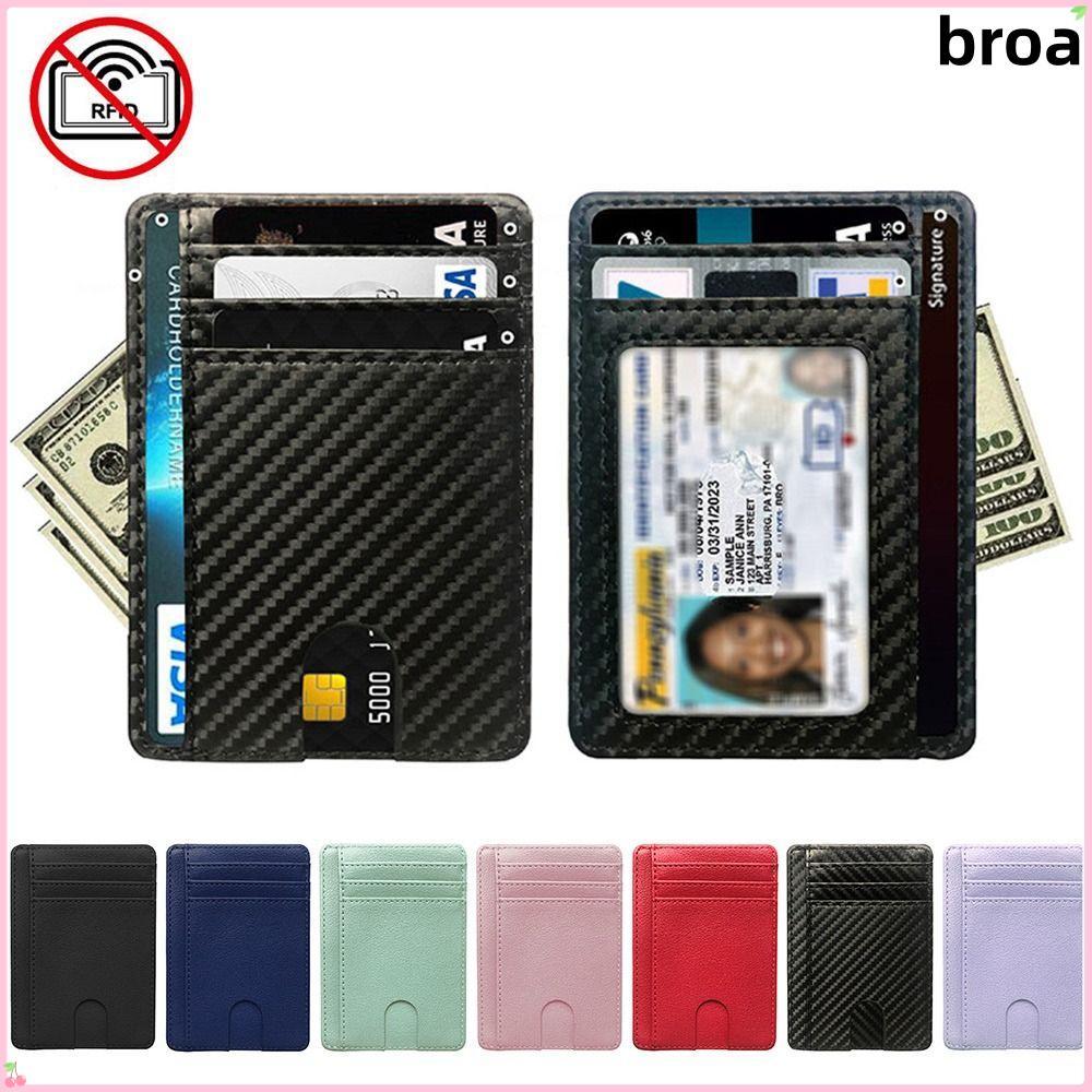 BROA Ví Da Nam Nữ Ví Mini Thẻ Tín Dụng Ví Đựng Tiền 8 Khe Cắm