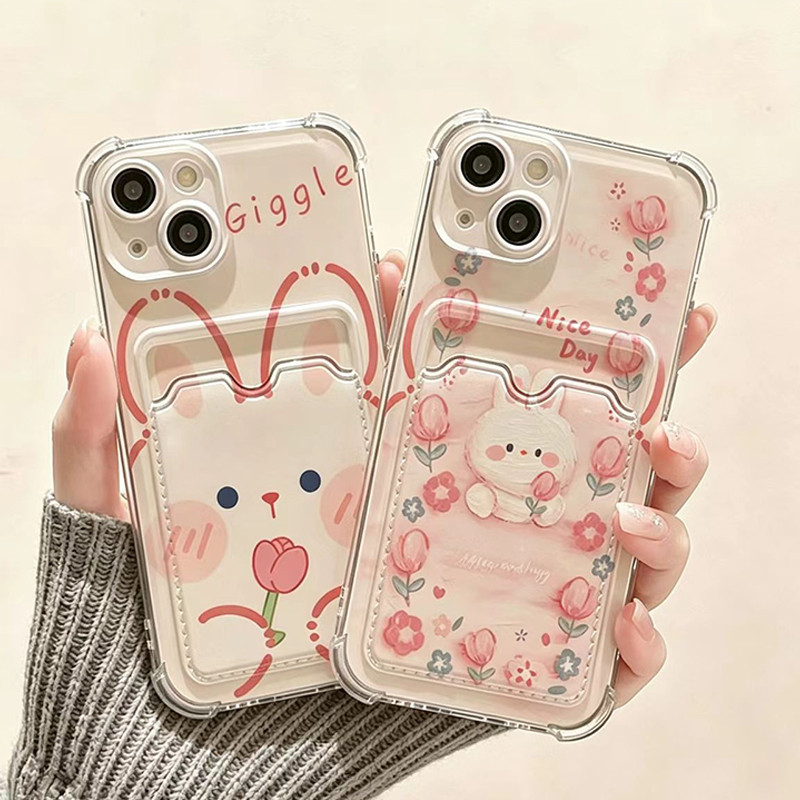 Ốp Đựng Ví Thỏ Dễ Thương Cho Iphone 13 Pro Max 12 11 Pro XR XS Max X 7 8 Plus Iphone13 Khe Cắm Ví Mề