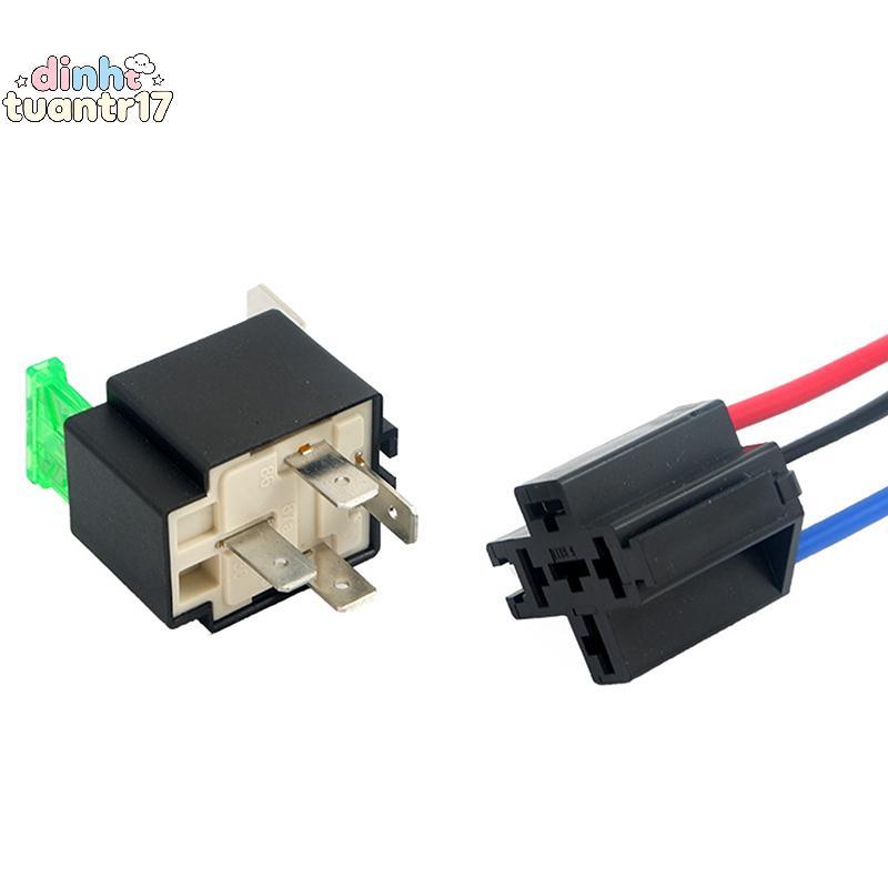 Dinhtuantr17 1 cái 12V DC 4 pin xe ô tô hợp nhất Relay 30A thường mở Relais 30A cầu chì với 4pin/5pi