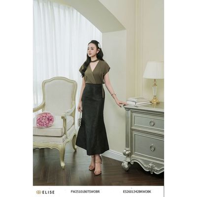 Jupe tafta đen thiết kế Elise mã ES2601342BKWOBK