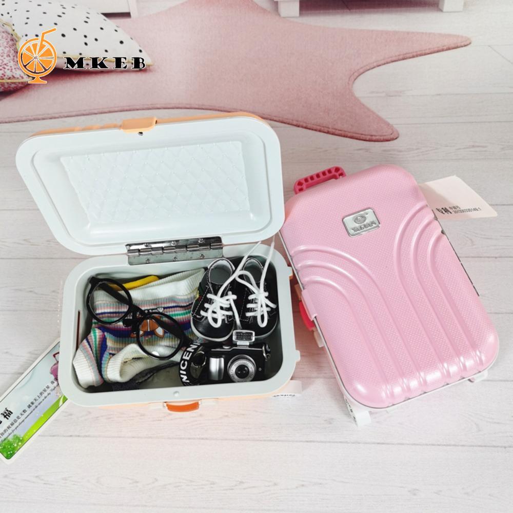 MKEB Nhà Búp Bê Thu Nhỏ Vali, Vintage Mini Thu Nhỏ Thân Cây Di Động, Vintage Vali Bạc Cảnh Trang Trí