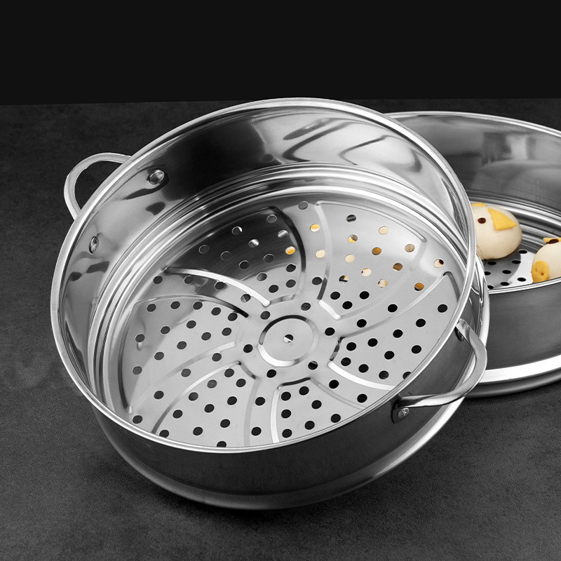 OUKEAI Nồi hấp inox 304 16-30cm, gia dụng, kèm vỉ hấp