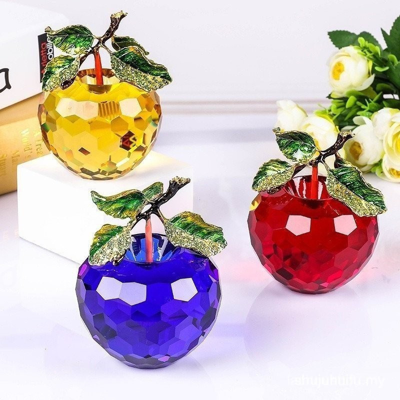 80mm Pha Lê Thực Tế Apple Paperweight Cắt Kính Trái Cây Hình Kính Nhà Trang Trí Đám Cưới Sưu Tập Giá