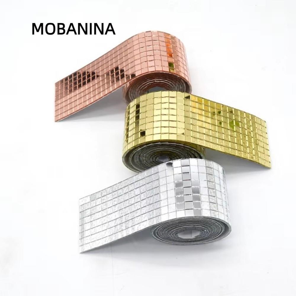 MOBANINA Disco Ball Mirror Sticker, Gương gạch khảm tự dính thủ công, DIY Square Glass Background Wa