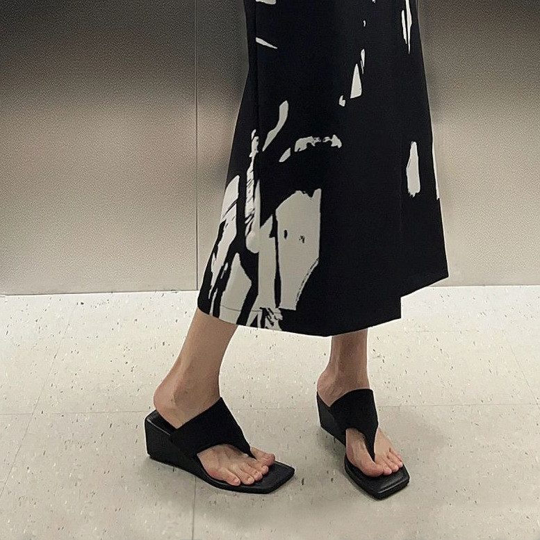 Sheepskin Version~Women's genuine leather wedge sandals with thick soles and chunky heels