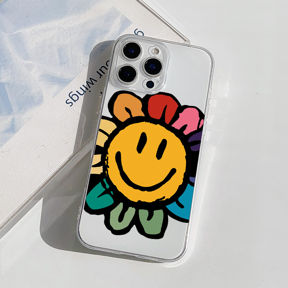 Rainbow Smiley Sunflower Clear Phone Case For NOTHING Phone 1 2 2a plus cmf Phone 1 Vỏ TPU trong suố