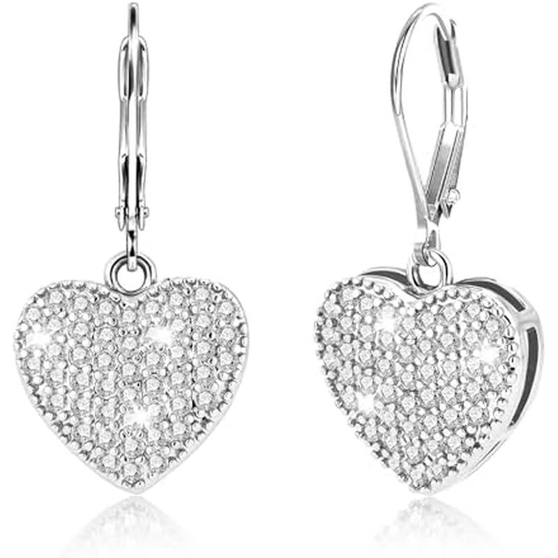 Sterling Silver Dangle Earrings, 14K Gold Plated Heart Waterdrop Earring for Women Trendy Hypoallerg