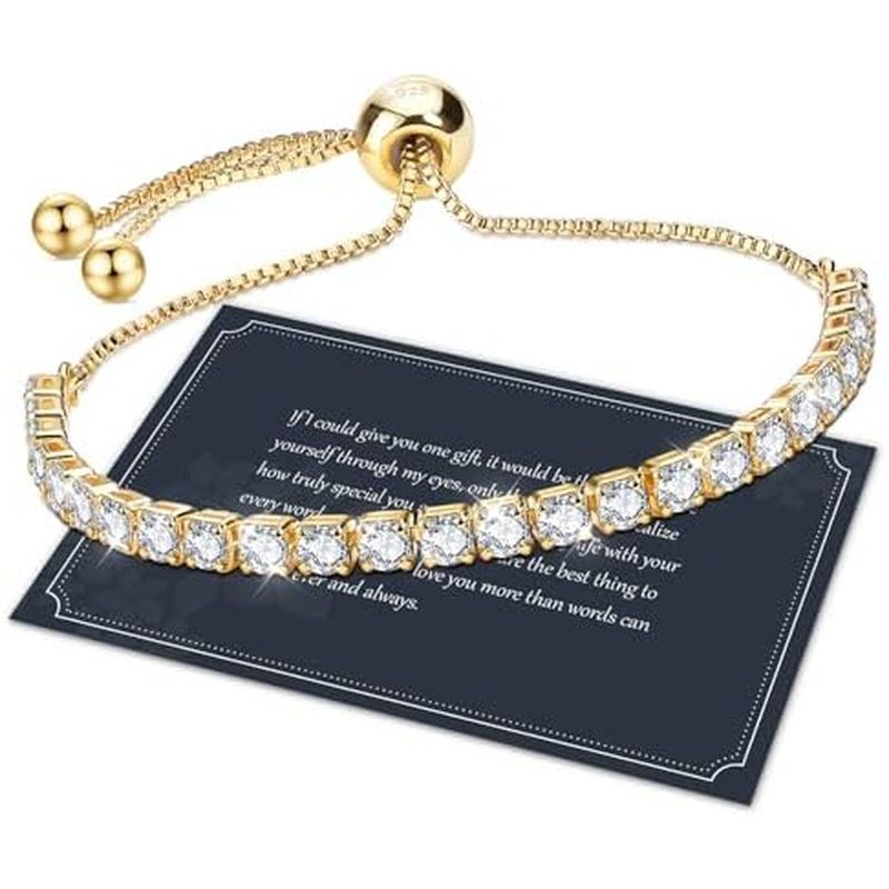 J.Fée Silver Bracelet, S925 Tennis Bracelet with Sparkling 5A Cubic Zirconia Silver Bracelets for Wo