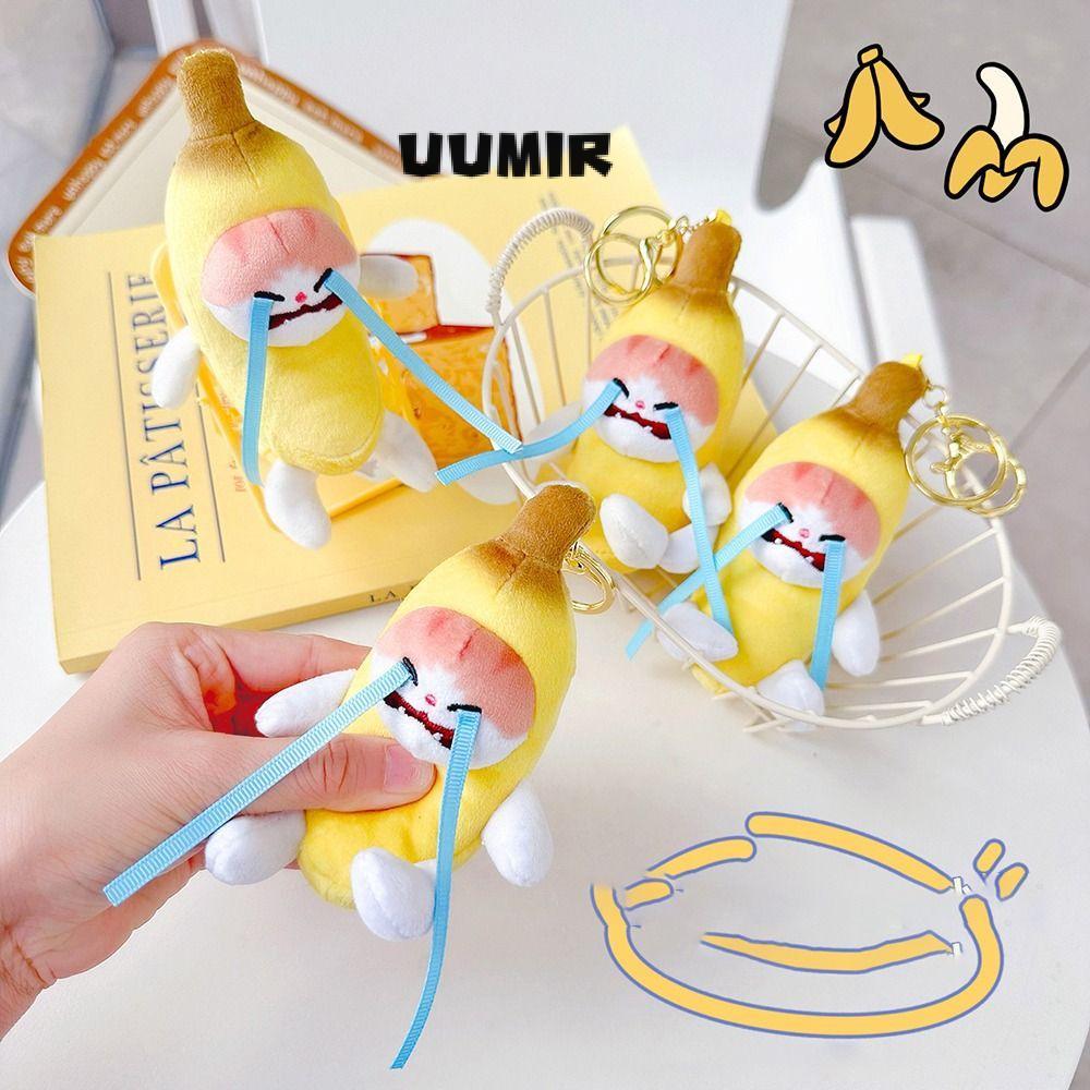 UUMIR Banana Cat Voice Móc khóa, Sang trọng Banana Cat Doll Banana Bag Mặt dây chuyền, Sáng tạo ngộ 