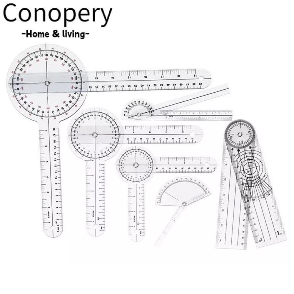 CONOPERY Bộ máy đo độ trong suốt 6 chiếc, Chất liệu PVC 360 độ 360 độ 360 độ° Bộ Goniometer, Bộ thướ