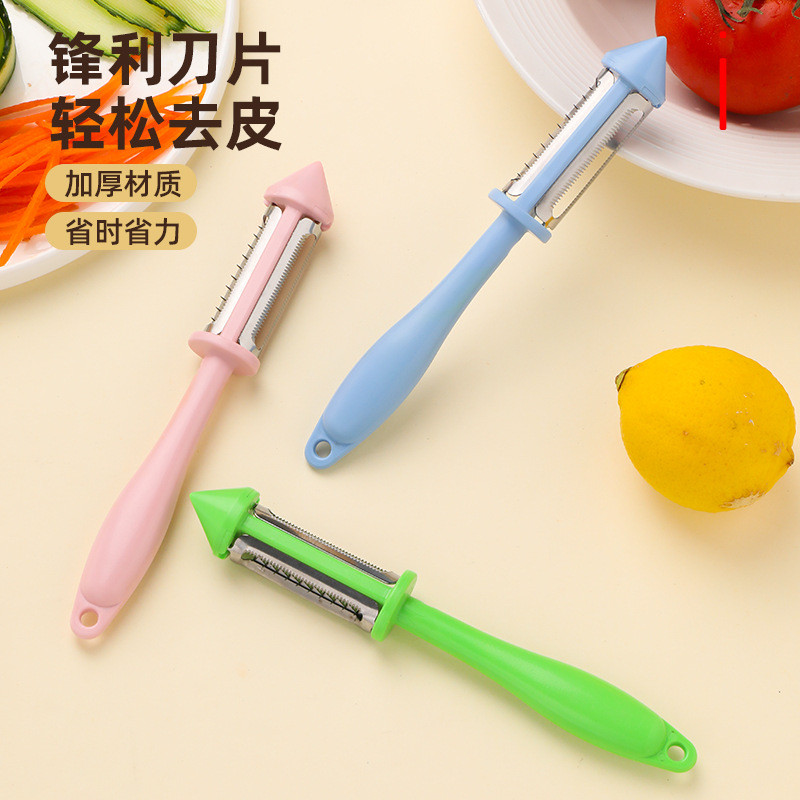 Tay Cầm Dài Ba Trong Một Peeler Đa Năng Peeling Nhựa Peeling Knife Melon Planer Fruit Grater Peeling