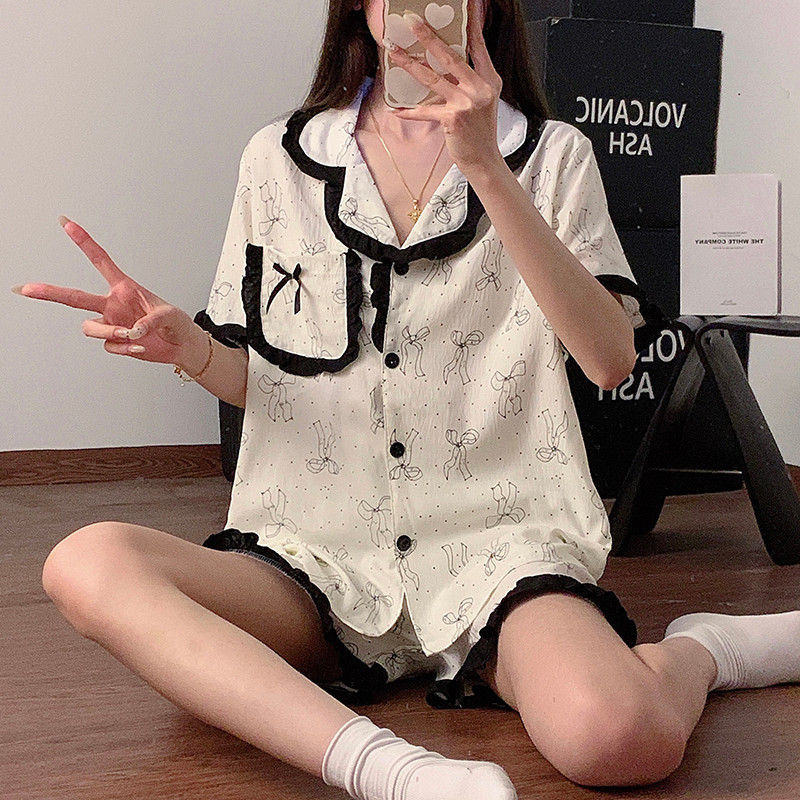 Pot Colud Bộ Đồ Ngủ Cotton Nữ Mùa Hè Mềm Mại Đồ Ngủ Cho Nữ Tay Ngắn Bắn