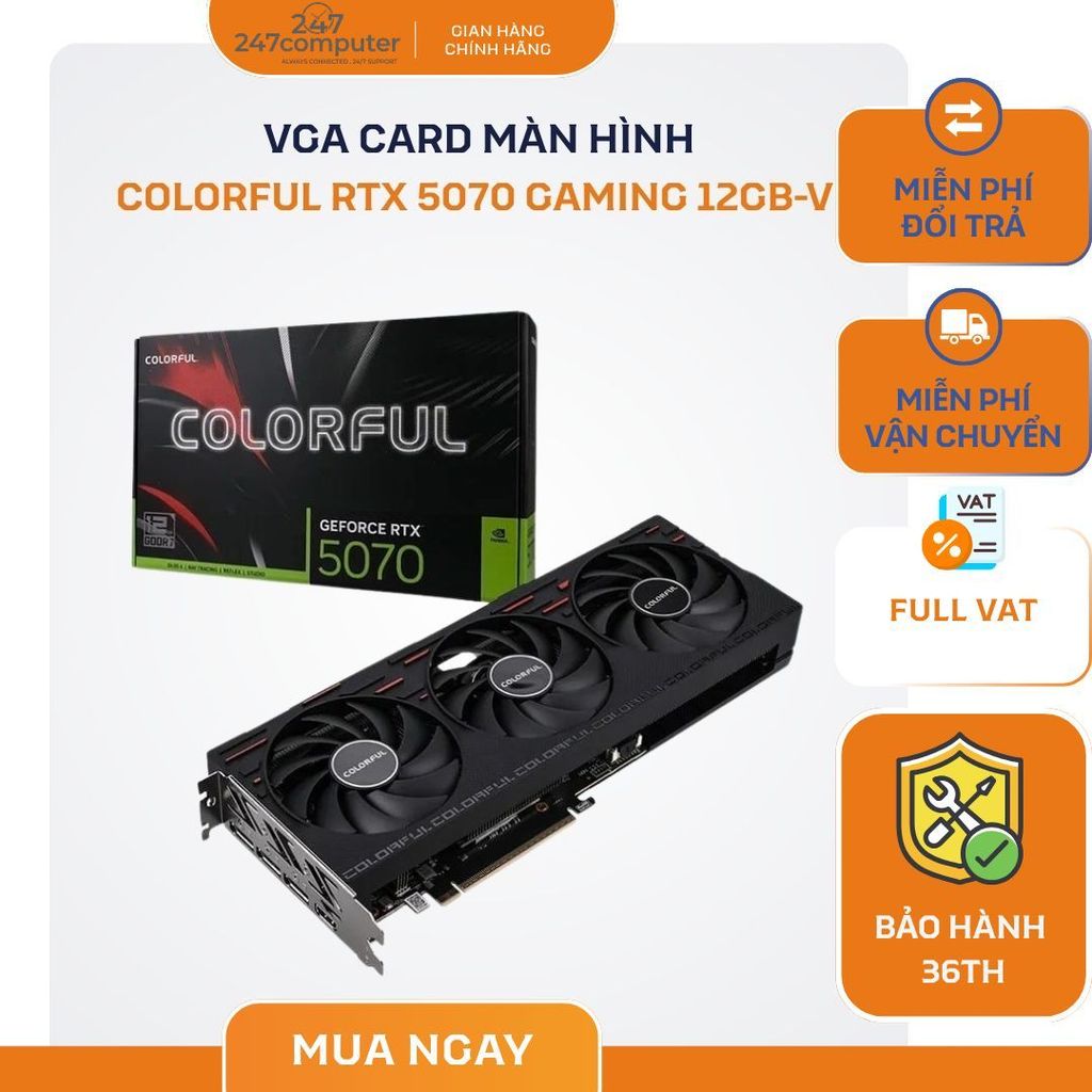 [NEW FULL VAT] VGA CARD MÀN HÌNH Colorful GeForce RTX 5070 Gaming 12GB-V - CHÍNH HÃNG BẢO HÀNH 3 NĂM