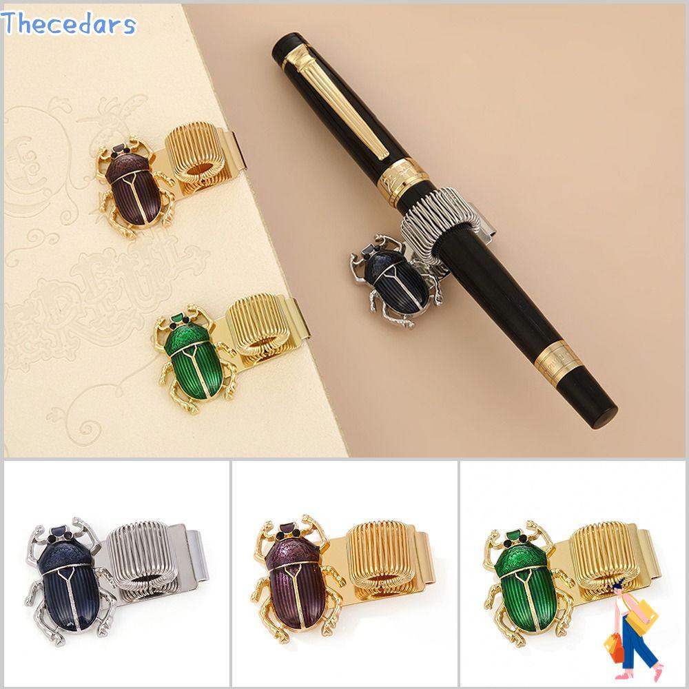 THECEDARS Scarab Beetle Pen Clip, với Pen Loop Scarab Beetle Pen Clip, Kim loại di động Đàn hồi Book