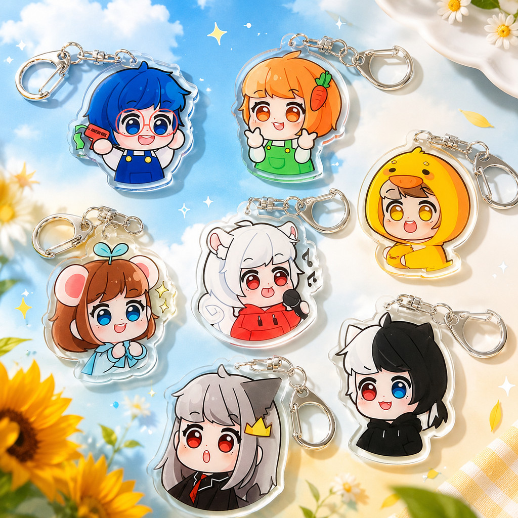 Móc khóa HERO TEAM nhân vật Simmy Phong cận Siro Mr Vịt Sammy Đào Timmy Kairon Kamui anime chibi mic