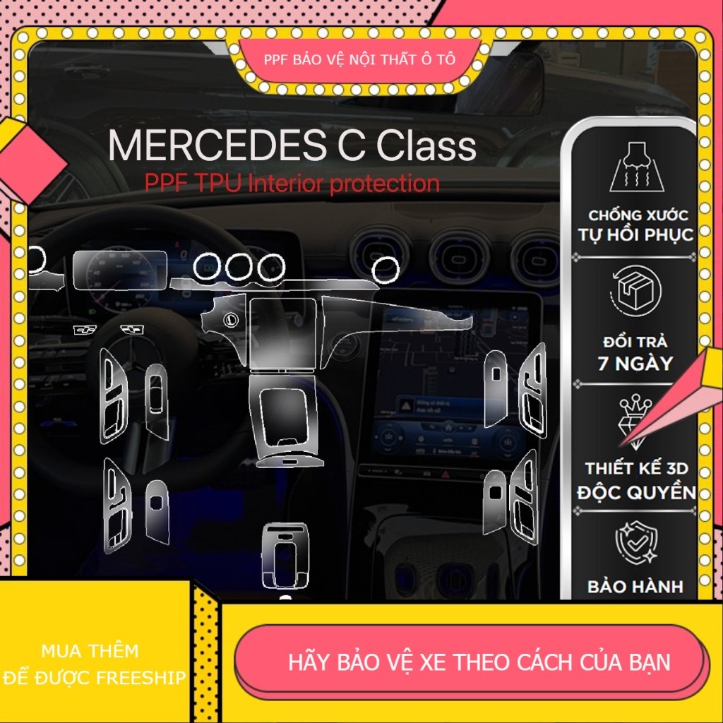 Mercedes C300 PPF TPU chống xước tự hồi phục