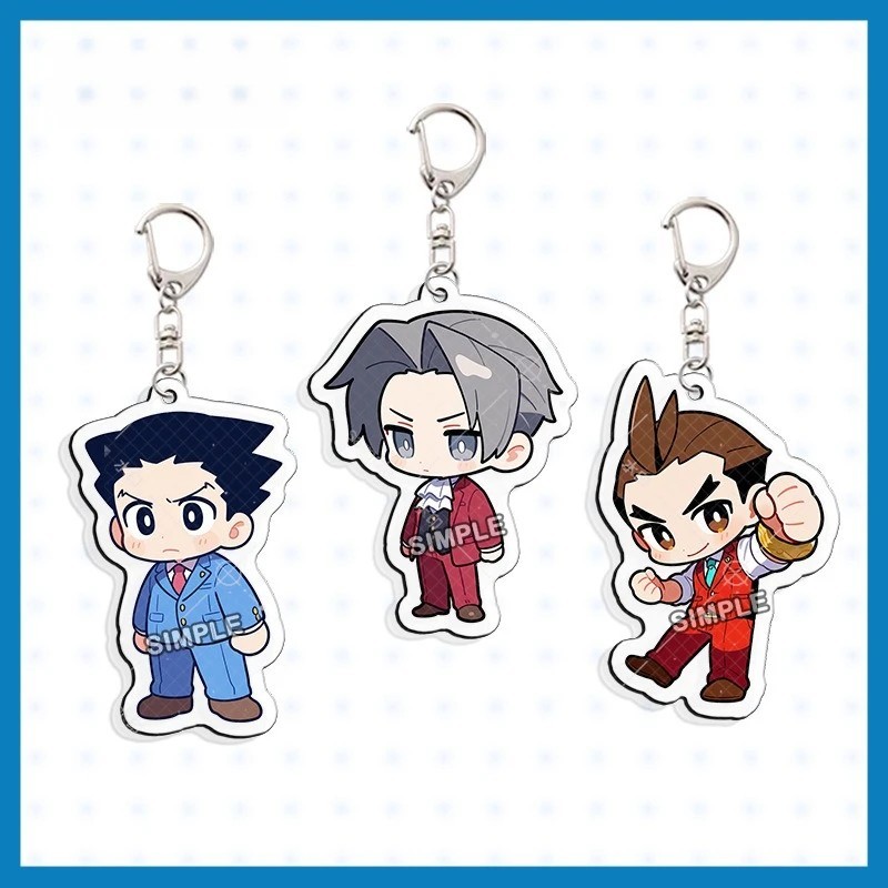 Móc khóa Ace Attorney Phoenix Wright Miles Edgeworth Apollo Justice mica acrylic chibi game Luật Sư 