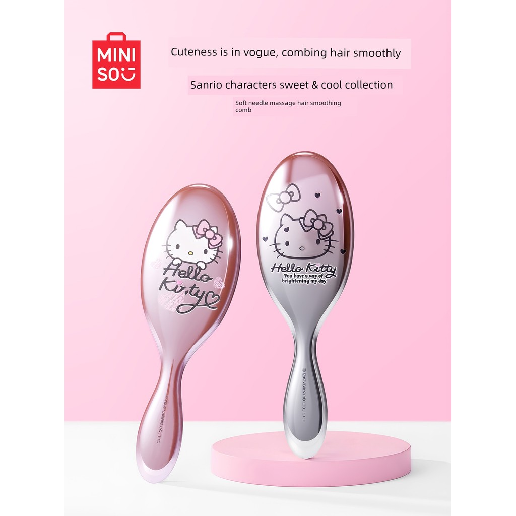 lược gỡ dối mini lược gỡ dối MINISO MINISO Premium Lược HelloKitty Đệm Lược Massage Da Đầu Lông Tơ D