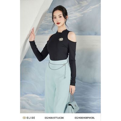 Body suit đen cutout vai thiết kế Elise ES2408197TLKCBK