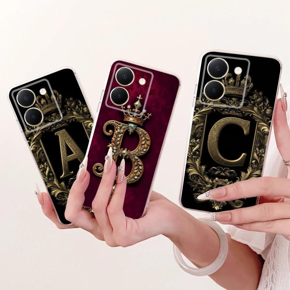 Dành Cho Vivo Y36 4G Ốp Lưng V2247 Vương Miện Dễ Thương Chữ Cái Mềm Mỏng Ốp lưng Vivo Y36 5G V2248 Y