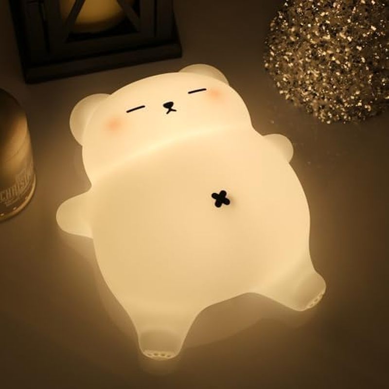 Elephant Night Light for Kids, Silicone Squishy Lamp with Touch Control 3-Level Dimmable, Auto-Off T