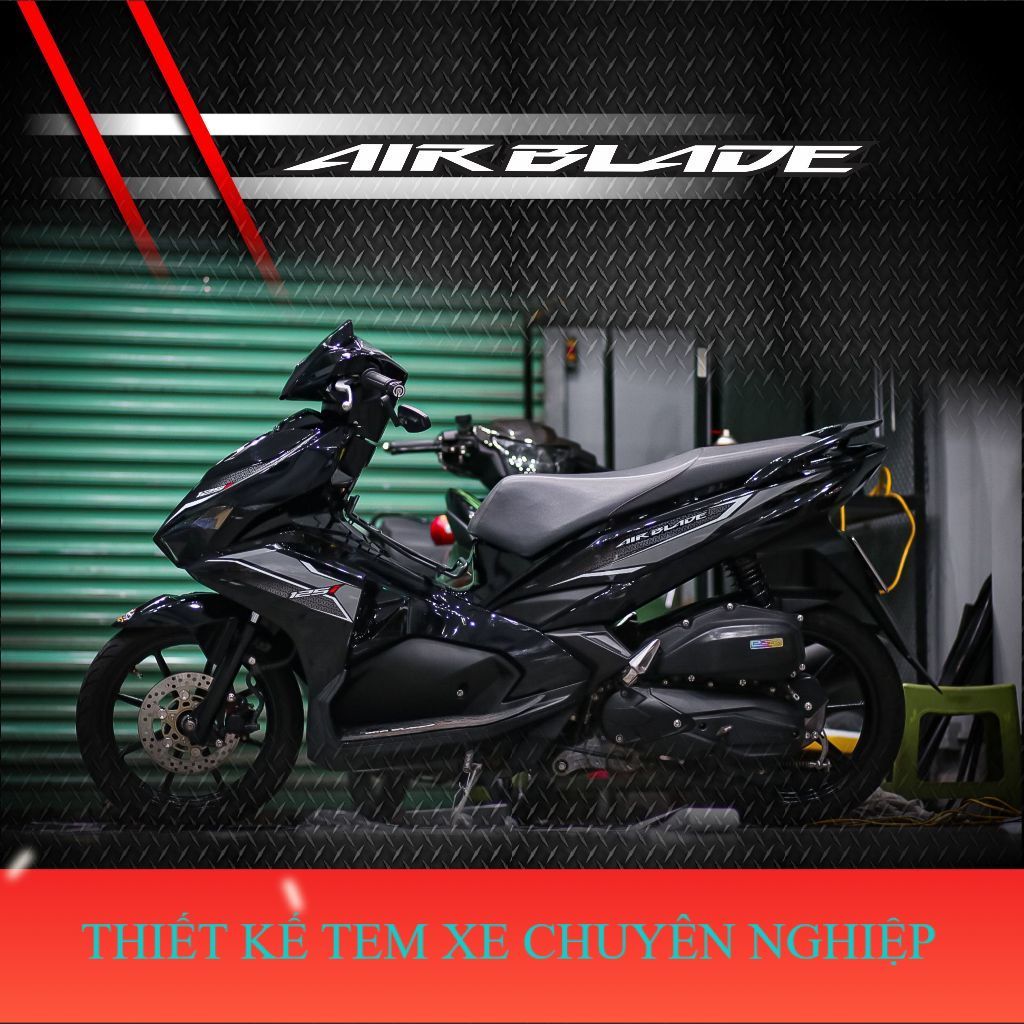 Bộ Tem rời xe AB 2016 125i đen xám chất,tem rời in chất liệu decal trắng 3 lớp siêu bền [ không phai