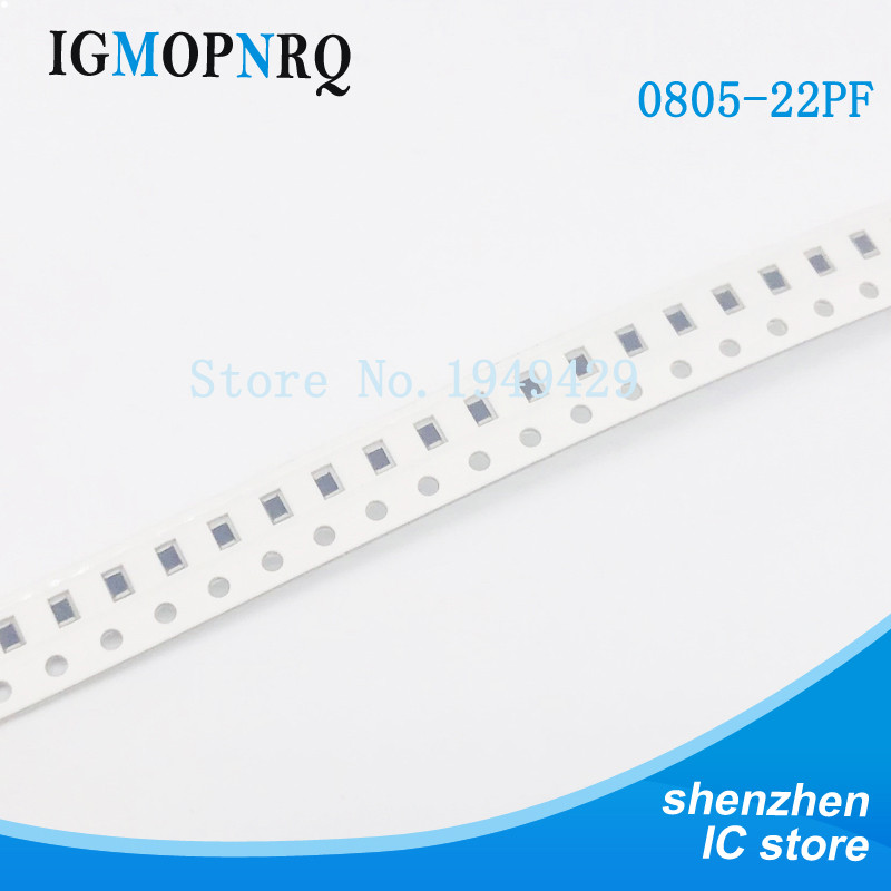100 Cái / lốc 22pf Lỗi 10% 50V 220 22PF 0805 SMD Dày Phim Chip Tụ Điện Gốm Nhiều Lớp