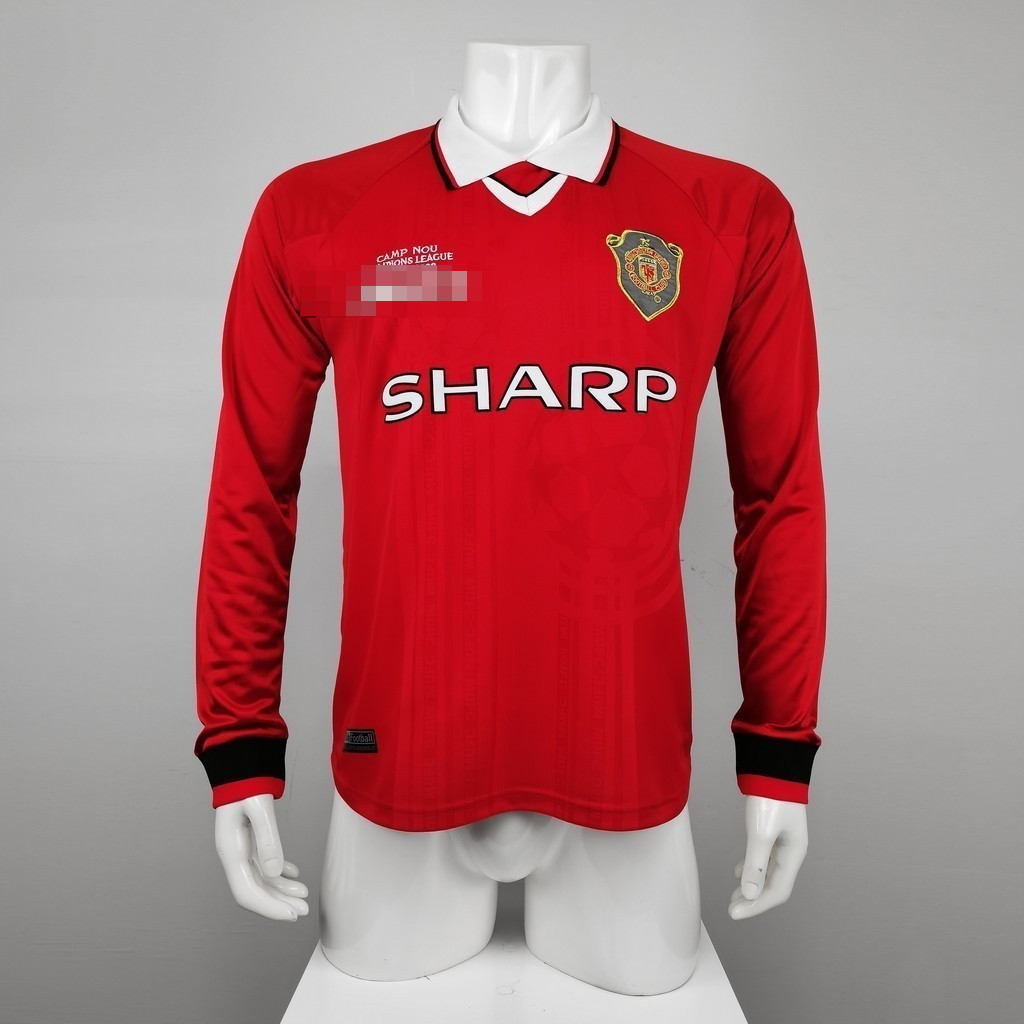 99-00 MU Home Áo bóng đá cổ điển dài tay