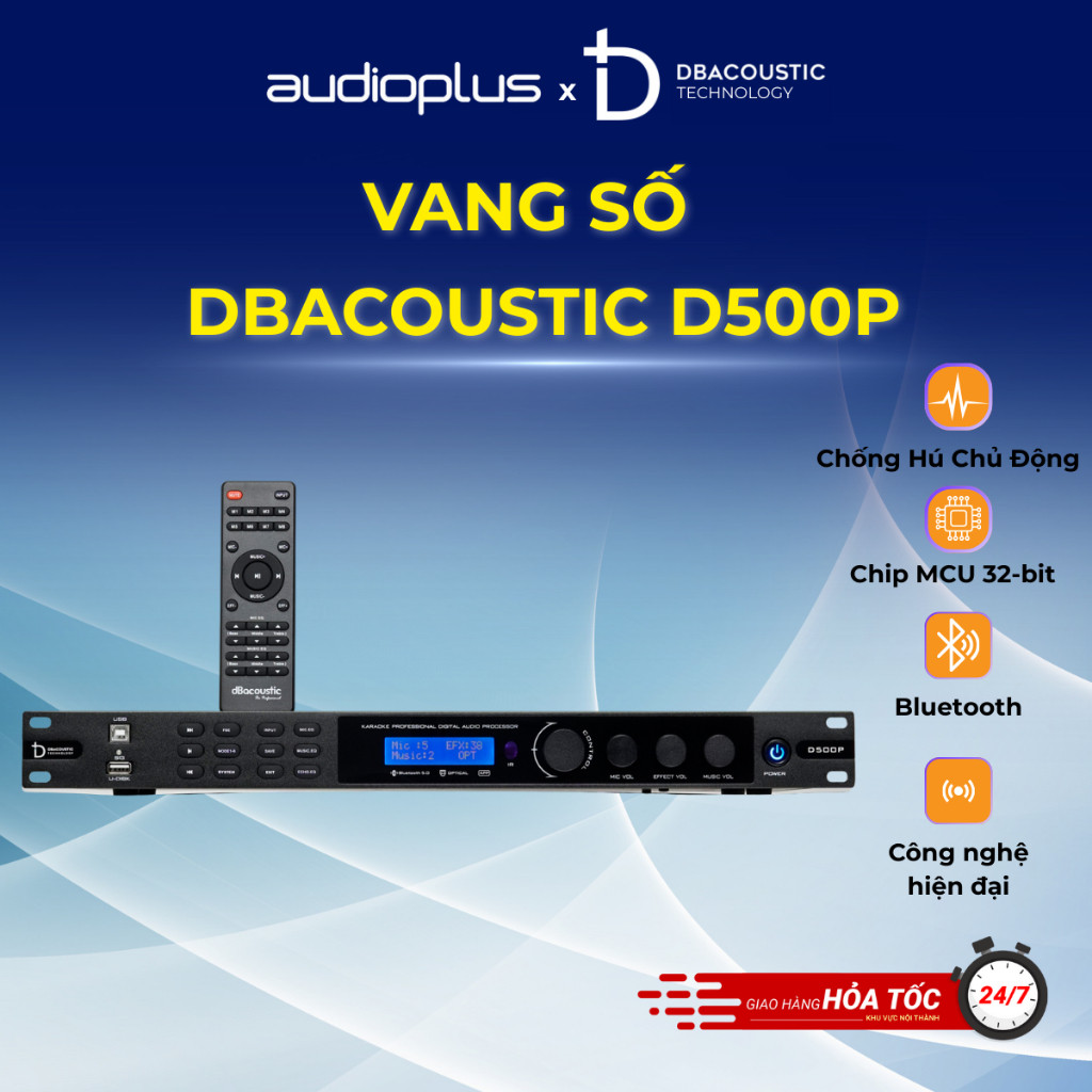 Vang số DBAcoustic D500P - Bluetooth - Chống hú Chủ Động - Chip MCU 32Bit - Hàng chính hãng.HD audio